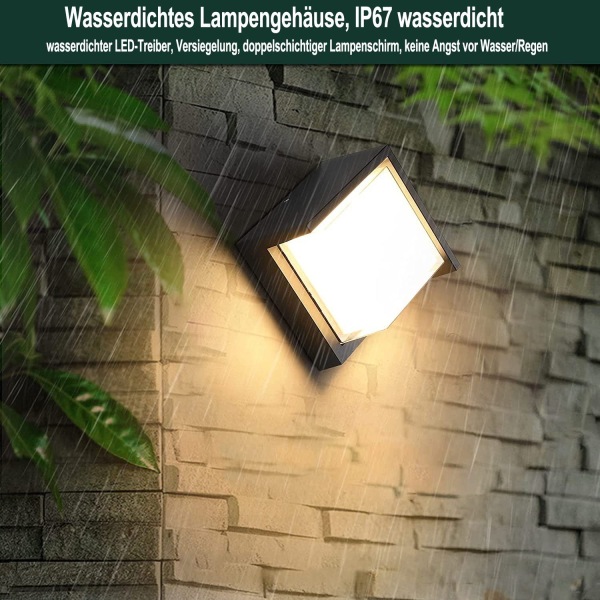 Utomhusvägglampa, LED 18W utomhuslampa vägglampa, IP67 varmvitt ljus för utomhustrappor i korridoren