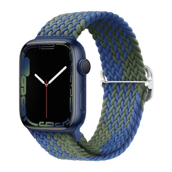 Flettet løkke til Apple Watch Rem 44mm 40mm 45mm 41mm 42mm 38mm 49mm Elastisk Solo armbånd iWatch serie 9 se 7 5 6 Ultra2 Band 27.Blå Grøn 27.Blue Green 38mm 40mm 41mm