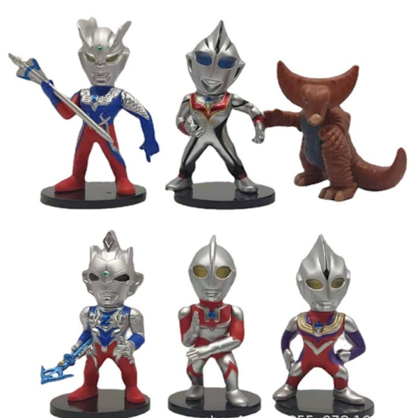 6 Q-version Ultraman legetøjsfigur håndlavet blindboks gashapon dukke maskine ornament (4 generationer af 6 Ultraman)