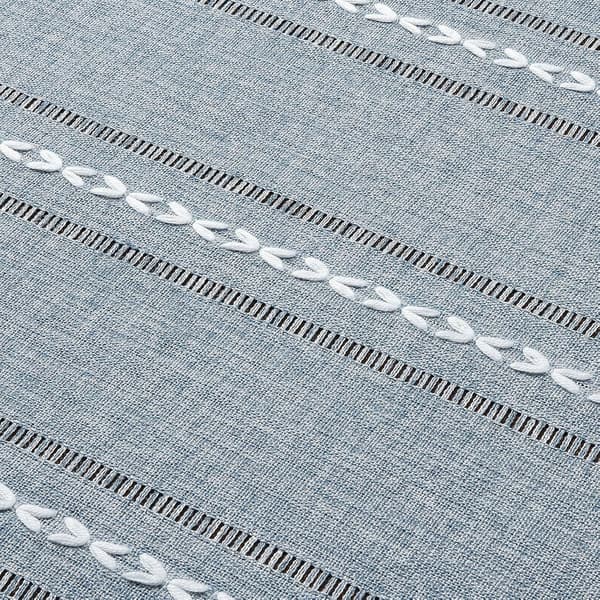 Bordsduk 100x140 cm blå, randig jacquard med utskärningar, skrynkelfri tvättbar rektangulär bordsduk