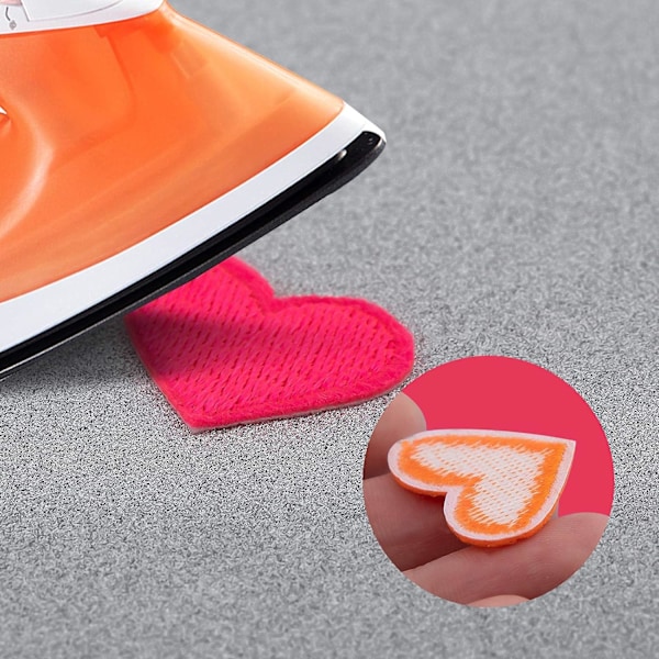20 stk. stryge-på mini patches farverige hjerte mini patches til tøj