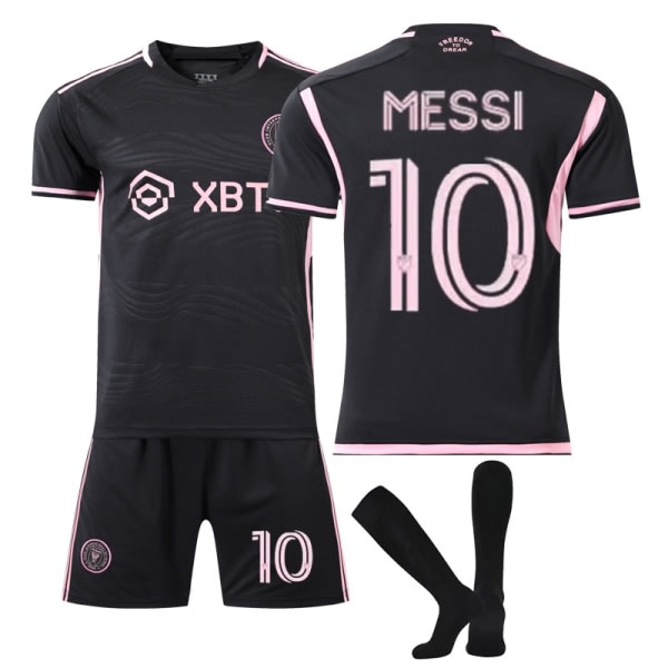 Fotbollsuniform för unisex träningskläder för vuxna Inter Miami FC Bortapaket Messi 10 print andas T-shirt XS
