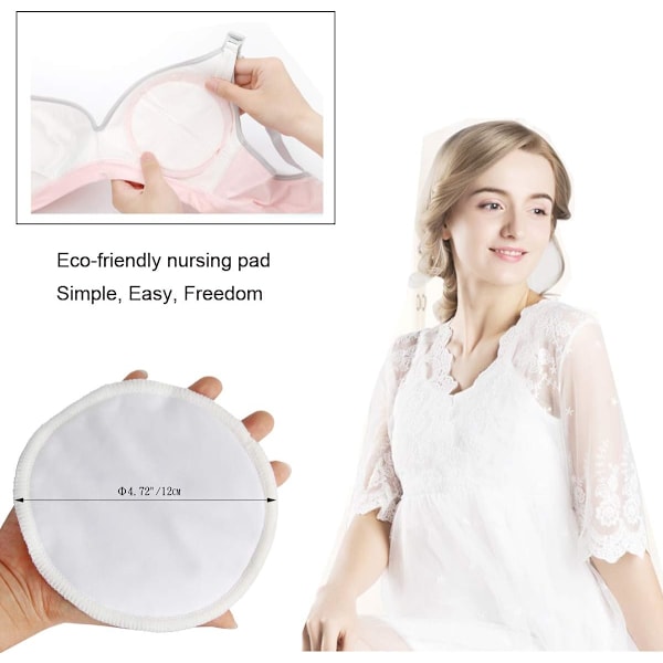 10 stk økologiske bambusfiber ammeinnlegg, vaskbare og gjenbrukbare, hypoallergeniske og superabsorberende, ammeinnlegg med 1 vaskpose