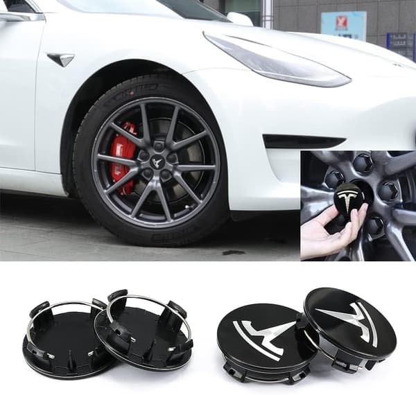 Hjulkapselsæt, Tesla navkapsel centerkapsler til Tesla Model 3, Model Y, Model S, Model X, sølvlogo