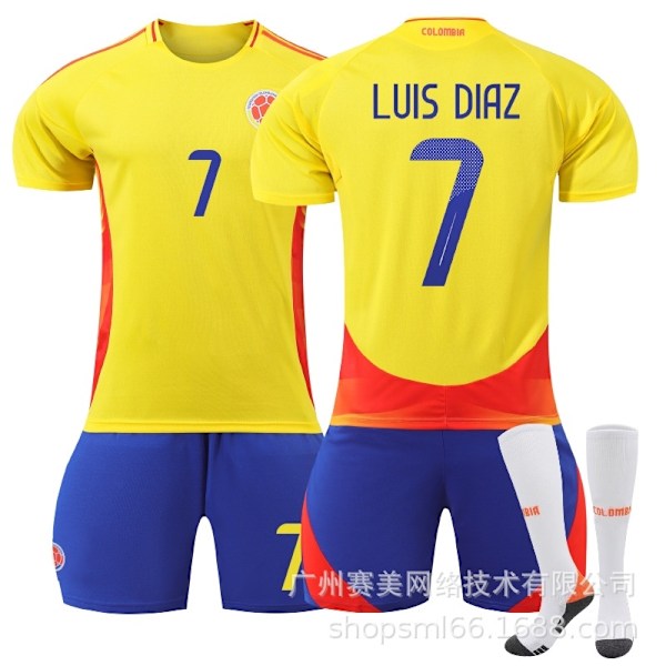 Luis Diaz 7 Colombia Copa America hemmatröja ny säsong senaste fotbollströjor för vuxna och barn - WELLNESS Kids 26(140-150cm)