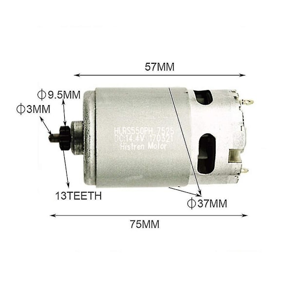 14.4V 13-Tands Motor til Bosch GSR GSR14.4-2-li Psr14.4 Li-2 Holdbar Boremaskine Motor Reservedele Metal