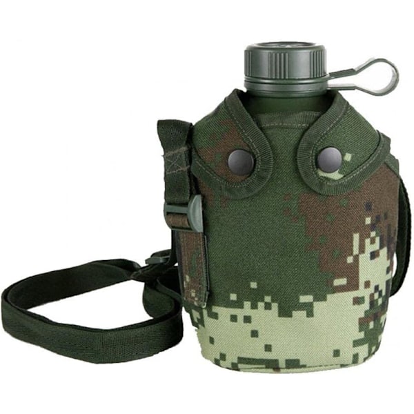 1l Armé Höftflaska Vattenflaska Aluminium Vinflaska Militär Fältflaska Camping Vandring Överlevnad Vattenkokare med Lock Utomhus