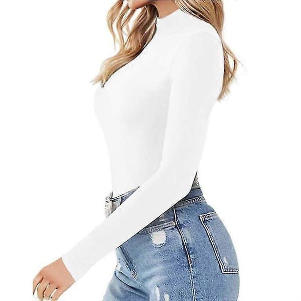Dame Mock Turtle Neck Langermet Topper Body Leopardtrykk Leopard print M
