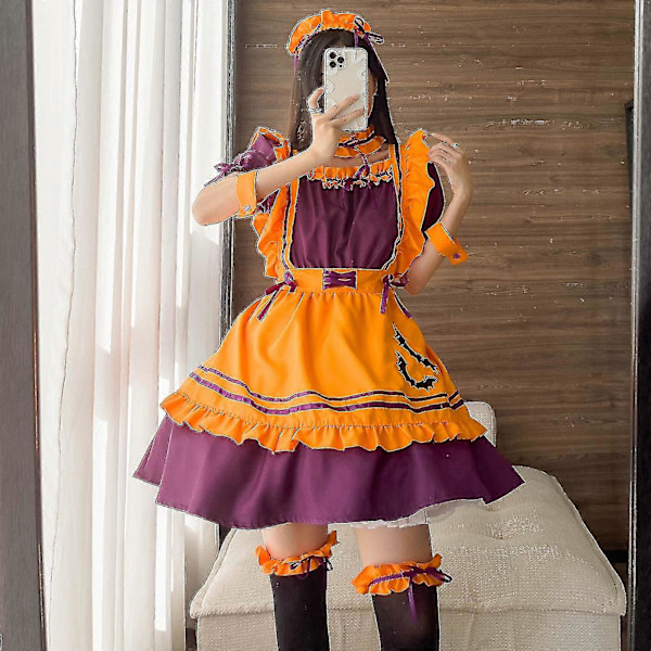 Halloween Jul Halloween Maid Cosplay Maid Restaurang Maid Anime Kostym Broderad Halloween Kostym XXL