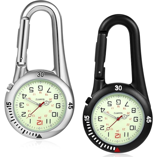 2 stk. Clip-on quartz ur lommeur rygsæk fob bælteur lyser i mørke【GKS】