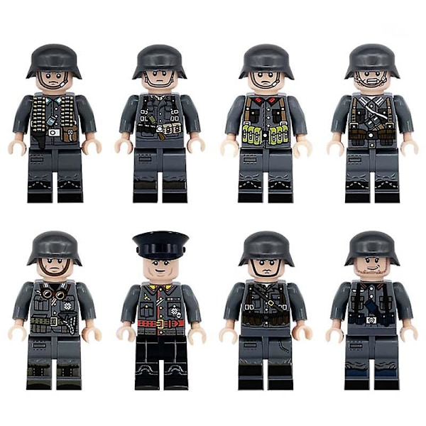 Otte tyske hær WW2 figurer små partikel byggeklodser legetøj