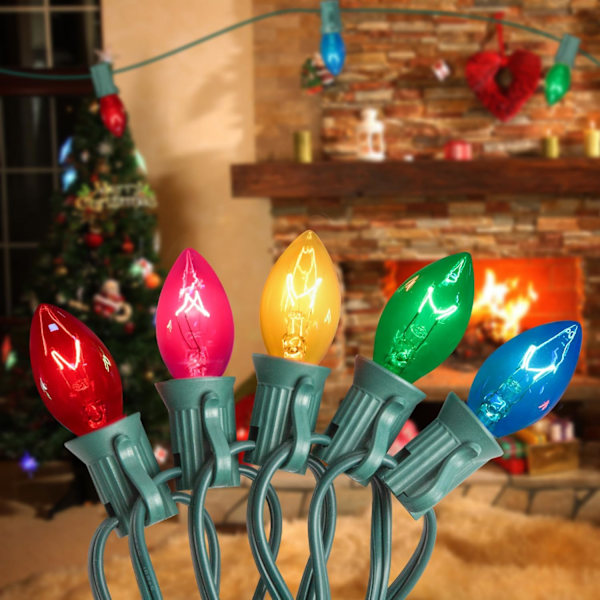 C7 Flerfargede Julelys Vintage Juletrelys Innendørs C7-25Lights
