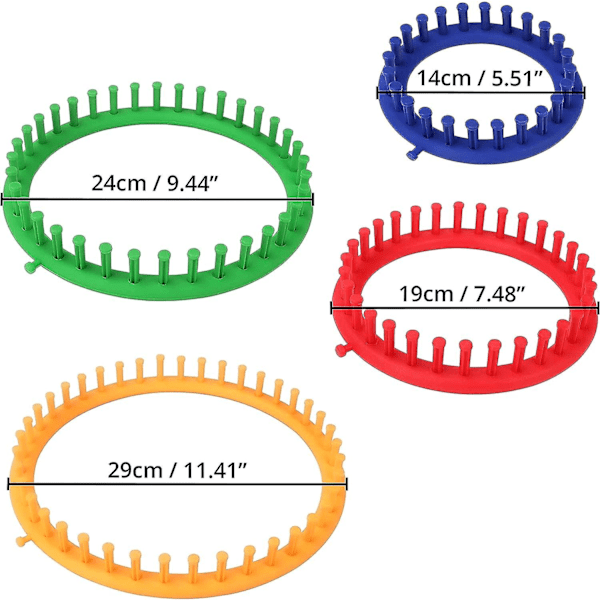 Rundt strikkeværktøjssæt i plast med krog og nål - Størrelse 14/19/24/29 cm - Rundstrikning Rundstrikning Rundstrikning Rækketæller Strikning til vævning,