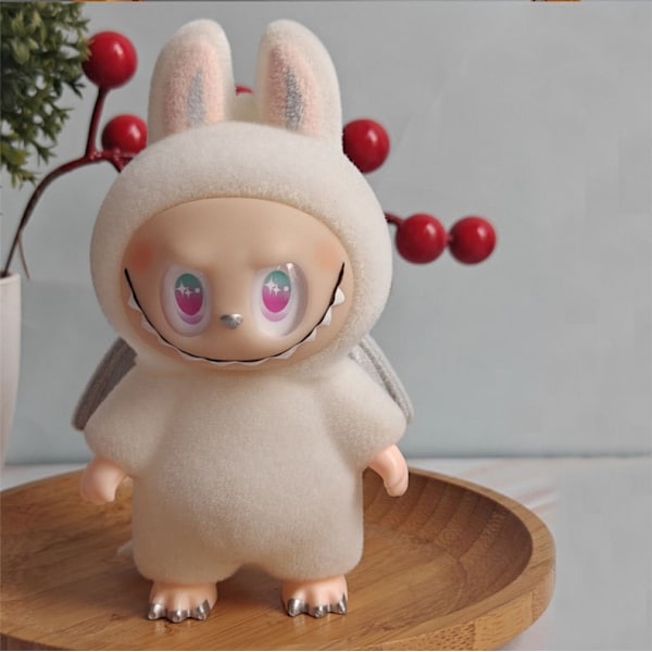 Ny Laboo 3. generations varm kanin flokket sød dyredukke ornament serie legetøj (pink øjne) Gray Eyes