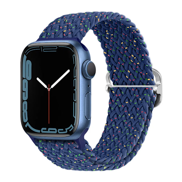 Flätad ögla för Apple Watch Rem 44mm 40mm 45mm 41mm 42mm 38mm 49mm Elastiskt Solo armband iWatch series 9 se 7 5 6 Ultra2 Band 38.Stjärnblå 38.Starlight Blue 38mm 40mm 41mm