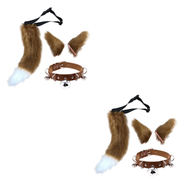 1/2/3/5 Faux Cat Ears and Tail Set Halloween Fancy Dress Cosplay Brown1