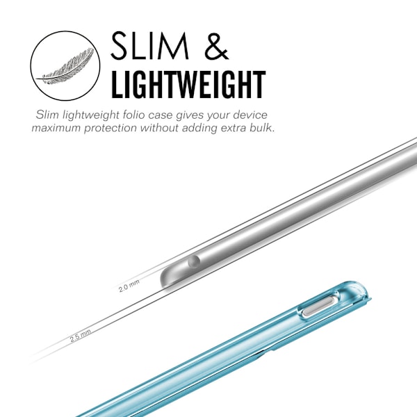 - Slim Lättviktigt Smart Fodral Ställ med Transparent Matt Baksida och Auto Wake/Sleep - Blå