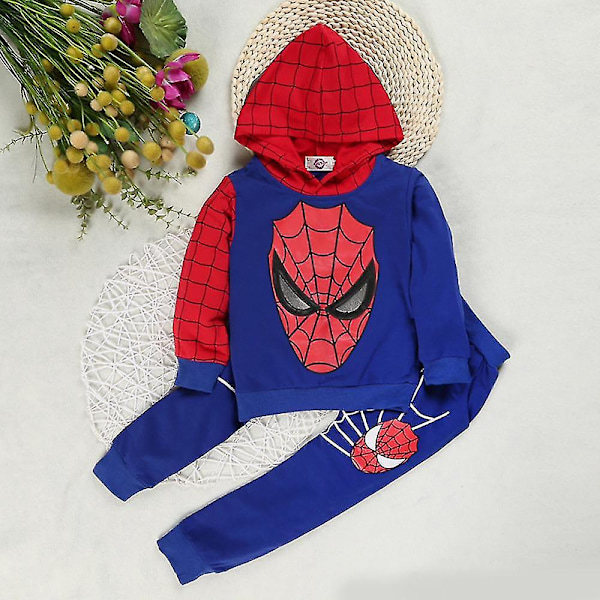 Barn Gutter Spiderman Sportswear Hoodie Genser Bukser Kostyme k Blu Blue 2-3 Years