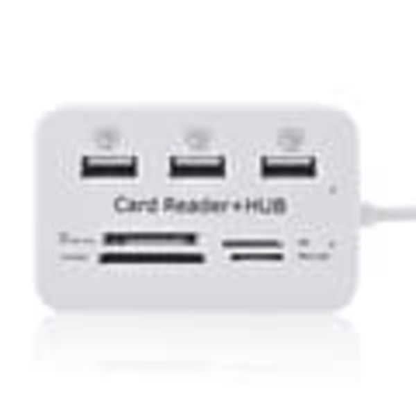 USB 2.0 Minneskortläsare + USB Hubb (Hög Hastighet)