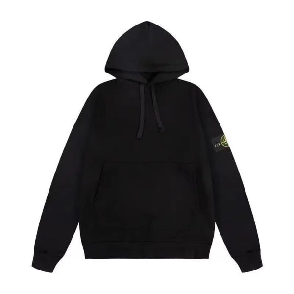 Sten Trendig amerikansk Stone Island-emblem Huvtröja i ren bomull för män Kvinnor High Street lös kappa hoodie svart black XXL black XXL black black XXL