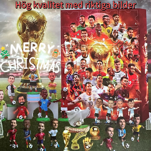 Høy kvalitet 2024 VM adventskalender, juleadventskalender, Blind Box, Messi, Mbappe, Ronaldo, Haaland, etc B