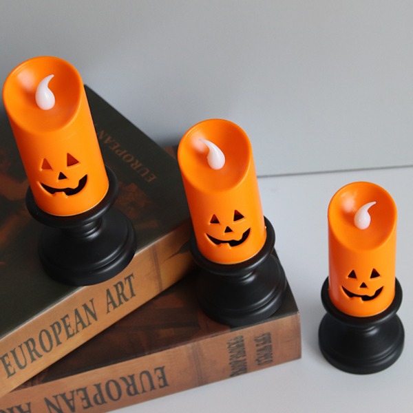 1x Gresskar LED Lys Flammeløs Lysestake Bord Halloween Dekor