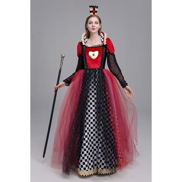 Halloween Cosplay Rød Hjertedronning Kostumer, Julefest Kostume Tilbehør Udstyr, Karneval Maskerade Cosplay Kostume, Dronning Alice I Eventyrland M