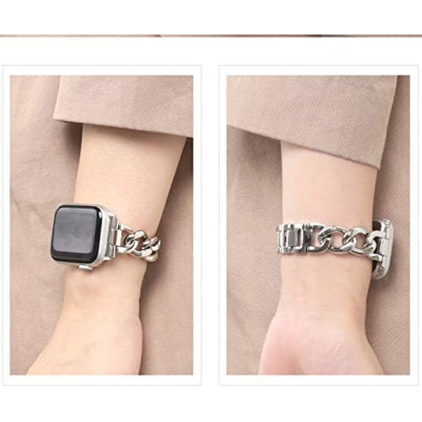 38/40/41/mm 42/44/45mm Naisten Kultainen Klassinen Ketju Älykellon Ranneke Yhteensopiva Apple Watch Series Rannekkeen 9/8/7/SE/6/5 kanssa Tyylikäs Vaihtoranneke HOPEA SILVER 38/40/41MM