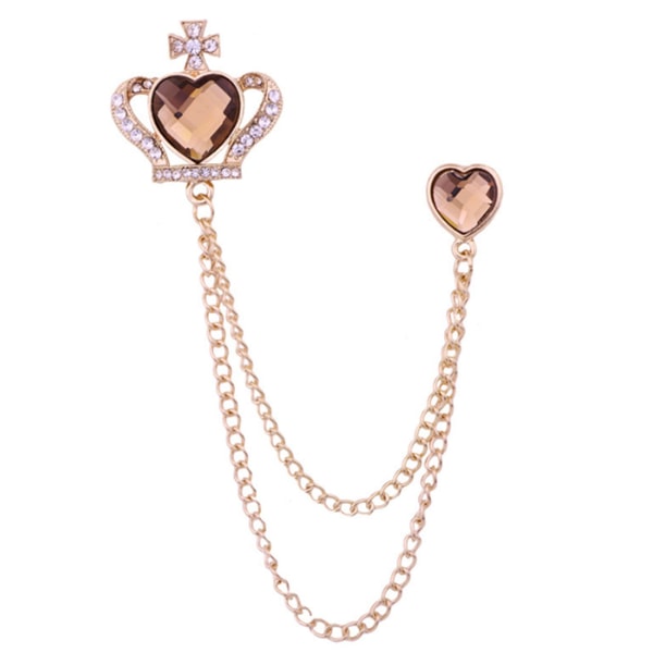 Gold Silver Plated Chain Heart Crown Brooches