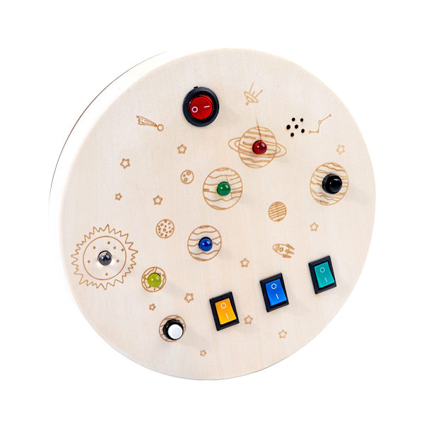 Tre Busy Board for Småbarn Montessori Busy Board LED Lysbryter Sansestimulerende Brettspill Læringsleketøy Baby og Småbarn fra 3 År B