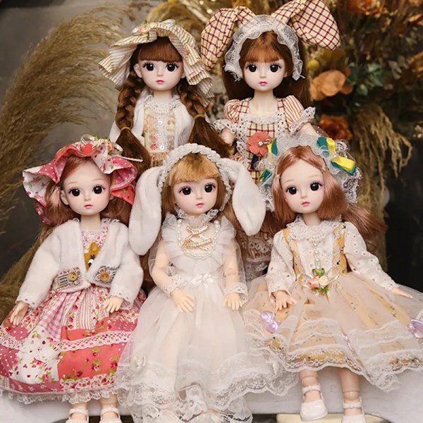 1/6 30CM BJD Dockdocka Flicka DIY Klä Upp Prinsessa Leksak 3D Simuleringsögon Makeup 21 Rörliga Leder Dockor och Kläder Set Blue set Doll and clothes