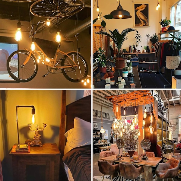 Vintage Glödlampa E27 Skruv, 4W Motsvarande 40 Watt, Retro Amber Varmt Glas Skruvlampa, 2700K Varmvit, Skruv LED Filament, 6-pack 6pcs