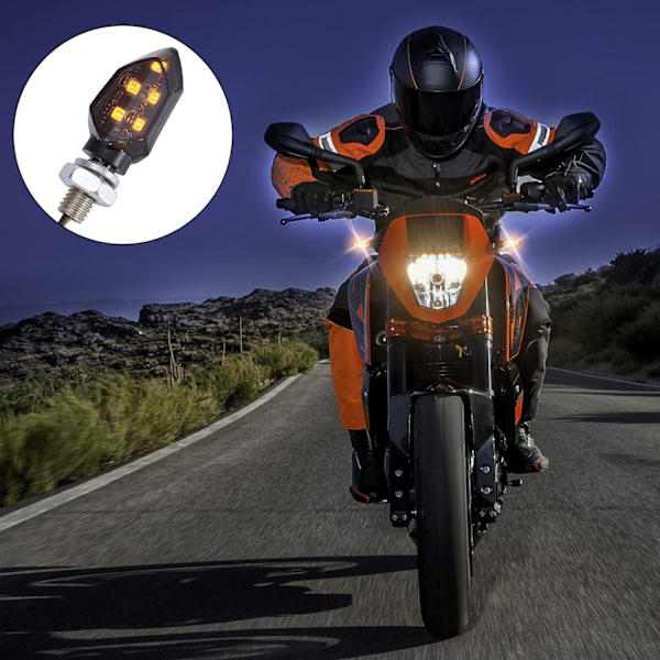 4-pak Mini LED Blinklys til Motorcykel, Vandtæt, Godkendte For- og Bagblinklys, Universal 12V, Kompatibel med Harley Kawasaki Yamaha