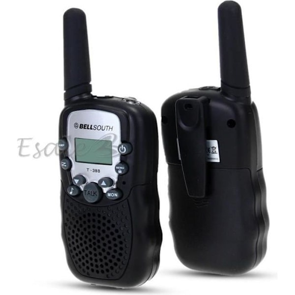 2 stk Mini Walkie Talkie Intercom 22 Kanaler 2-veis Rekkevidde 3KM Bærbar Svart EU