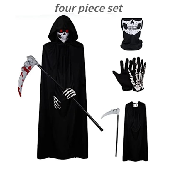 Halloween Party Grim Reaper Sort Sort Halloween Kostume rekvisitter sæt cloak