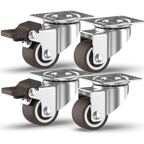 Universal 1 tum platta *2, 1 tum platta broms * 2 mjuk gummi bälte lager tyst möbelhjul