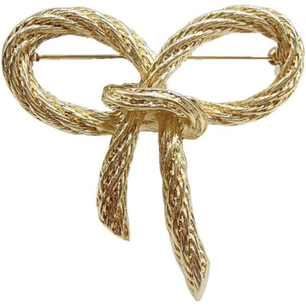 Elegant Guld Färgad Rosett Brosch Slagstift för Kvinnor Enkel Klänning Kappa Kofta Bröllop Smycken Gåvor