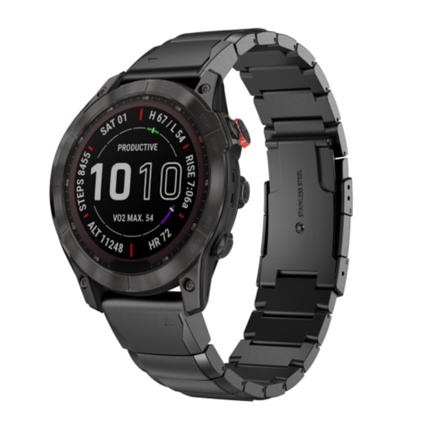 Til Garmin Fenix ​​7 Sapphire Solar 22mm Skildpaddeskal Rustfrit Stål Ur Black