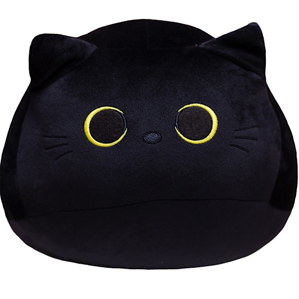 Katt Kosedyr Leke Pute, Myk Plysjpute, Svart Katt Plysjleke, Gaver til Gutter Jenter Barn (40cm/15.7in)