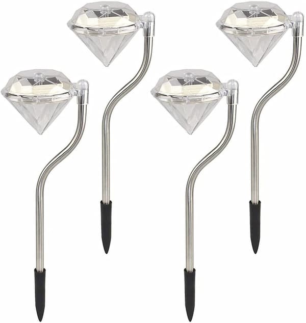 Solcellelampe for utendørs hage, 4 x solcelle diamant utendørs hagelys