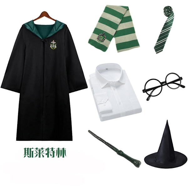 Harry Potter magisk dräkt Slytherin sju-delars set Adult L