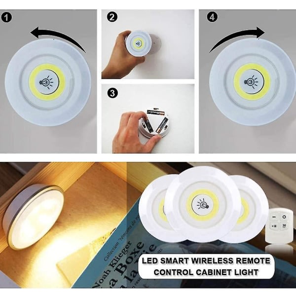 Smart trådlös kontroll Dimbar nattlampa Dekorativ minifjärrkontroll LED-lampor Köksgarderob Trappgång Badrumsbelysning Cold White 1 Controller 8 Lamps