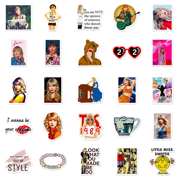 50 stk Taylor Music Album Sanger Mote Stickers Pakke DIY Dekor A4