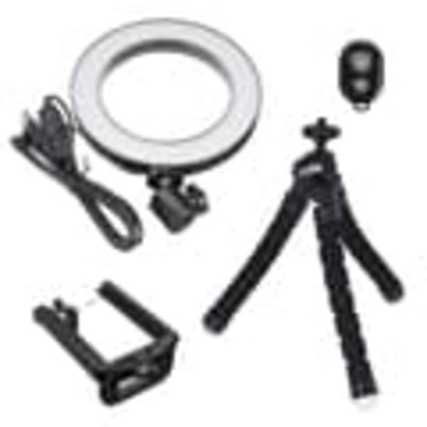Selfie lampe/Ring light (26 cm) med fleksibel stander