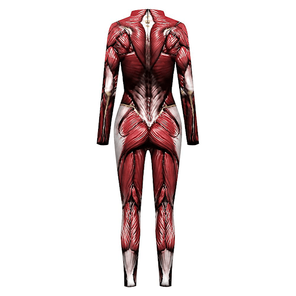 Vuxen 2-delad bodysuit med muskeltryck Print Halloween Cosplay M XL