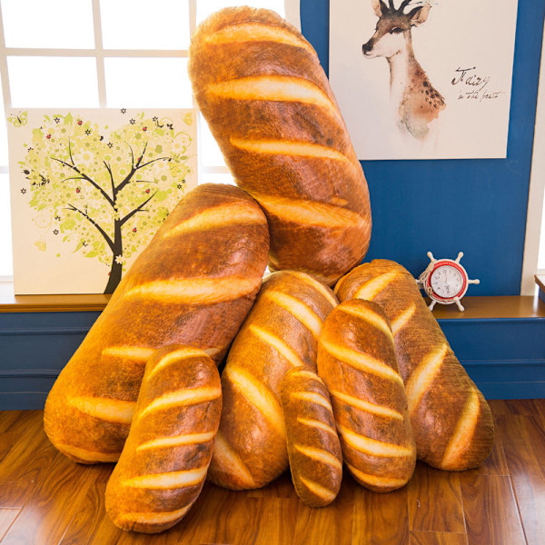 Wepop 24 tommer 3D Simulationsbrødform Pude Blød Lændestøtte Baguette Ryglæn Sjov Mad Plys Fyldt Legetøj