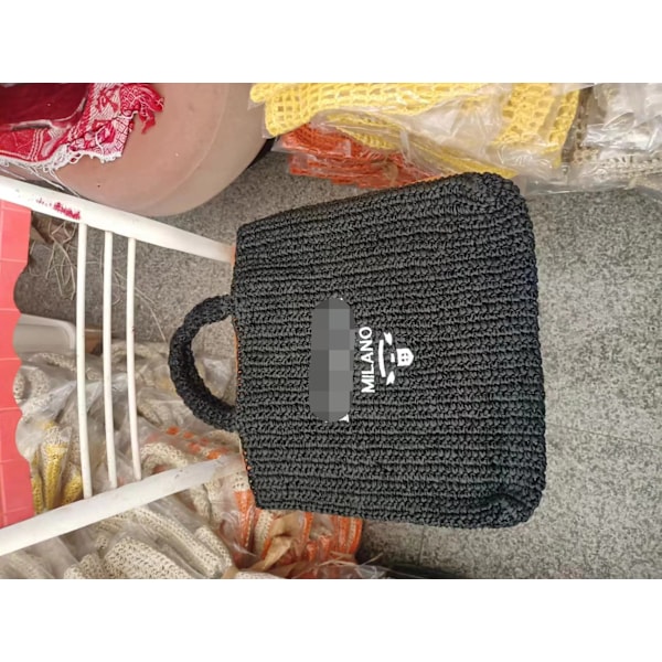 Internetkändis gräs vävd väska, handväska strandväska vardagsväska Färg 2 Color 1 39*36cm