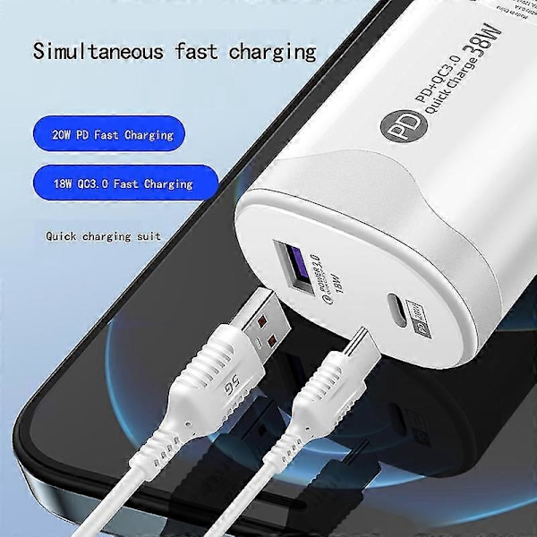 Type-C Hurtigladeadapter PD20W Direkte Lader med Datakabel[GKS]