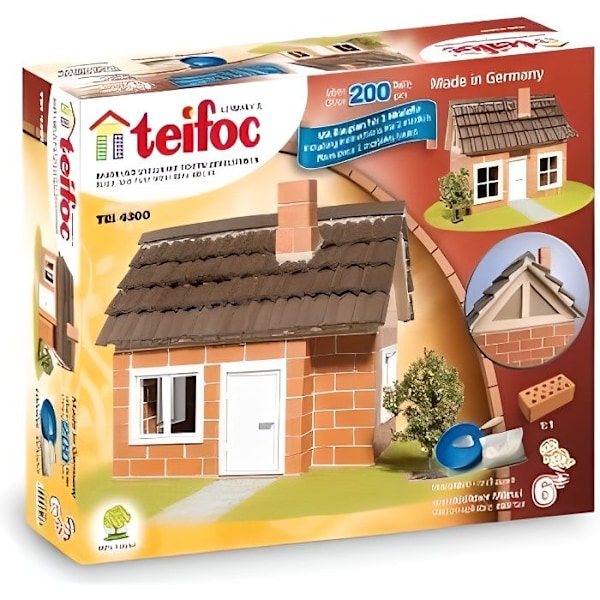 Building toy - TEIFOC HOUSE - Brick roof - For children from 6 years and up - Brown and orange