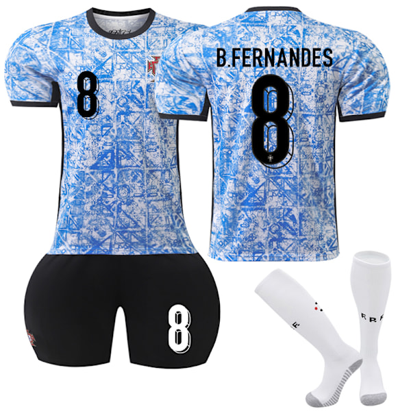 2024 UEFA Portugal Udebane Fodboldtrøjer Uniform Træningstrøjer #8 B.Fernande #8 B.Fernandes Kids 18(100-110cm)